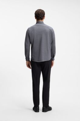 Cotton-piqu&eacute; shirt, Blue Patterned