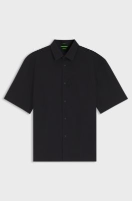 Relaxed-fit shirt with zip chest pocket, Black