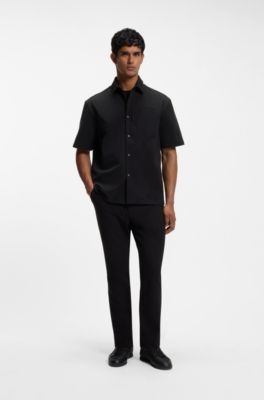 Relaxed-fit shirt with zip chest pocket, Black