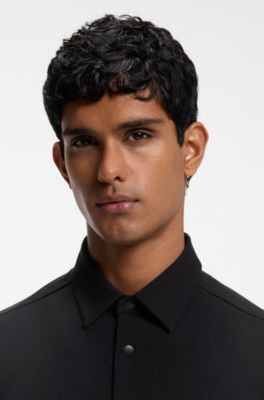 Relaxed-fit shirt with zip chest pocket, Black
