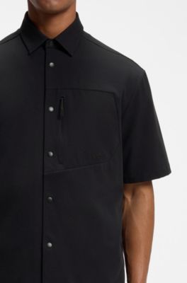Relaxed-fit shirt with zip chest pocket, Black