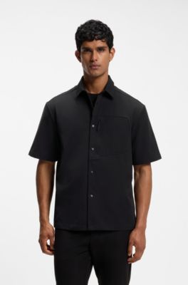 Relaxed-fit shirt with zip chest pocket, Black