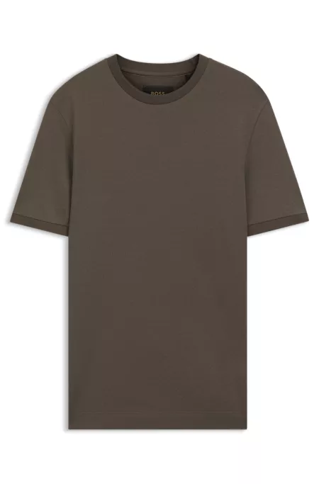 Regular-fit T-shirt in cotton-silk jacquard