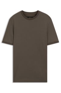 Regular-fit T-shirt in cotton-silk jacquard, Brown