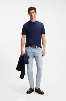Boss Regular-fit T-shirt in cotton-silk jacquard herr – bild 2