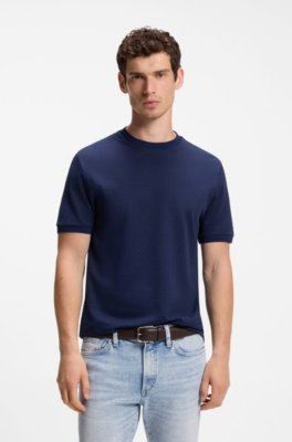 Regular-fit T-shirt in cotton-silk jacquard