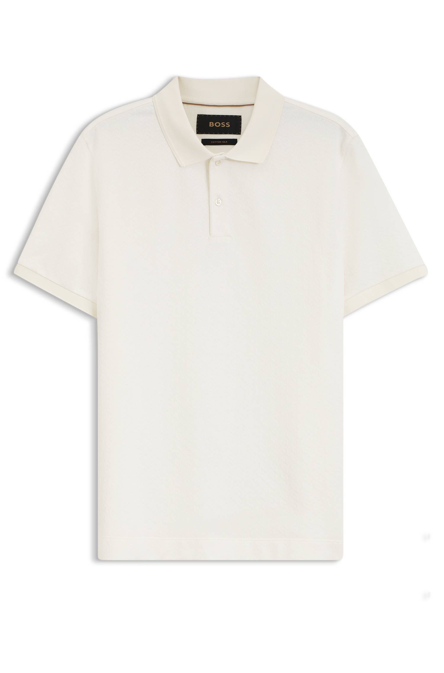 Boss Regular-fit polo in cotton-silk jacquard pikéer herr – bild 4