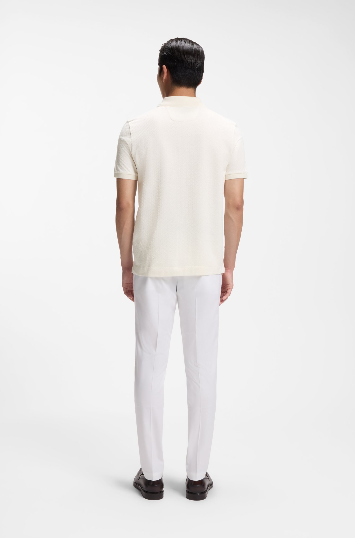 Boss Regular-fit polo in cotton-silk jacquard pikéer herr – bild 3
