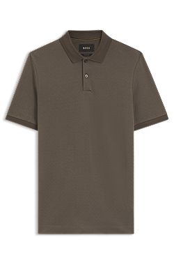 Regular-fit polo in cotton-silk jacquard