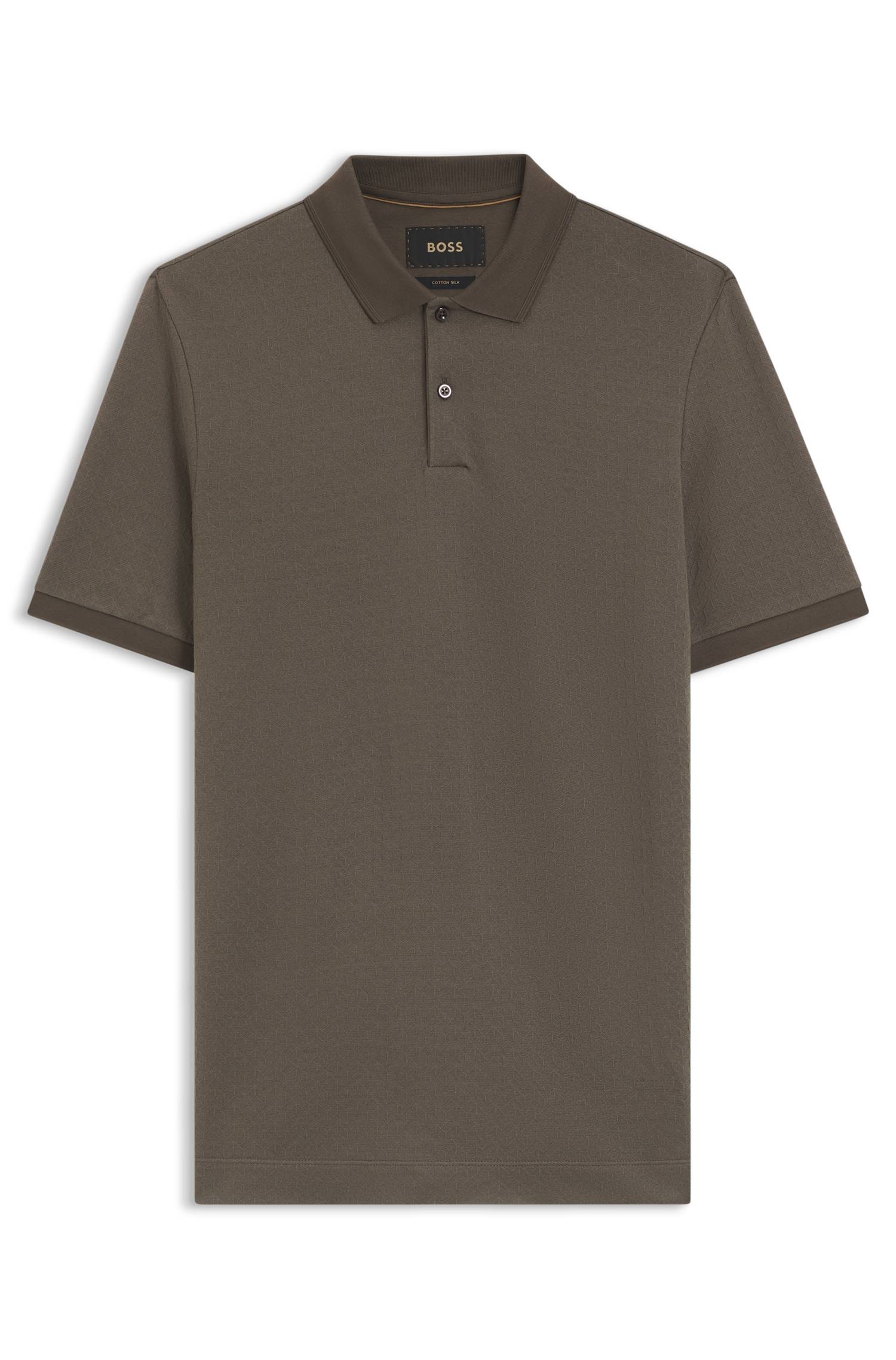 Boss Regular-fit polo in cotton-silk jacquard pikéer herr – bild 4