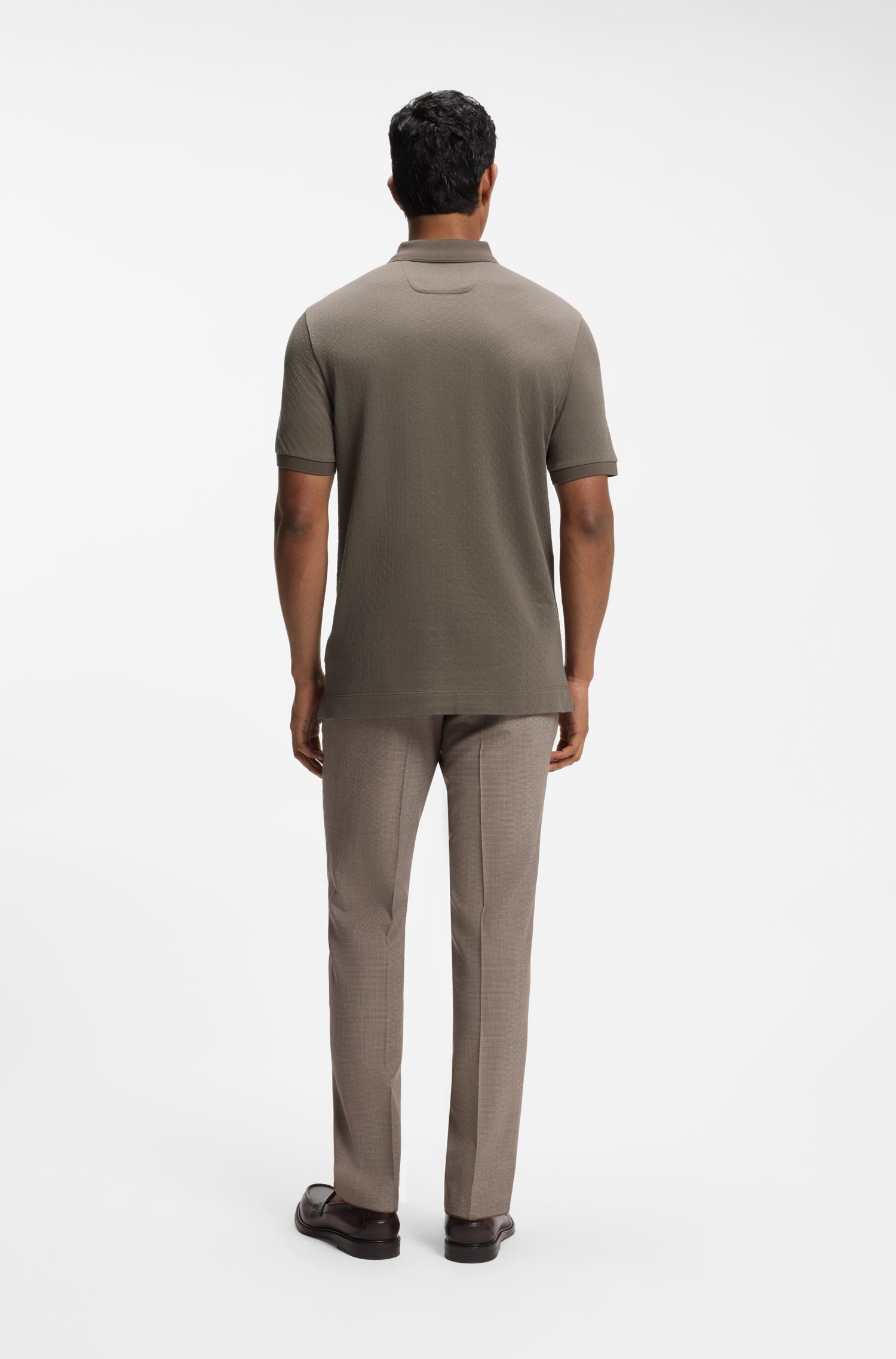 Boss Regular-fit polo in cotton-silk jacquard pikéer herr – bild 3