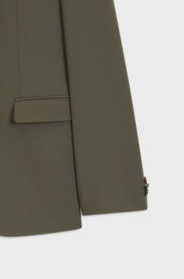 Two-piece extra-slim-fit suit with performance stretch, Olive