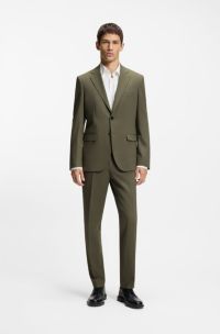 Two-piece extra-slim-fit suit with performance stretch, Olive