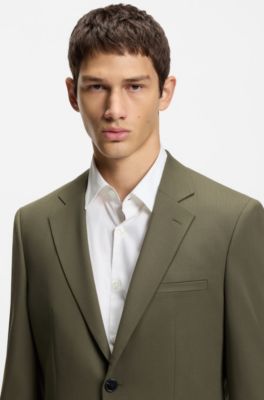 Two-piece extra-slim-fit suit with performance stretch, Olive