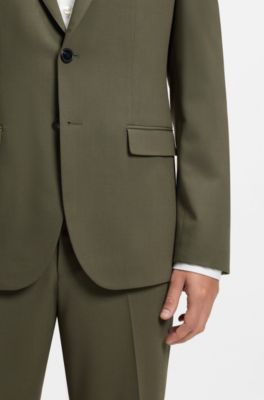 Two-piece extra-slim-fit suit with performance stretch, Olive