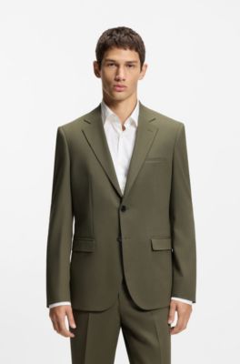Two-piece extra-slim-fit suit with performance stretch, Olive