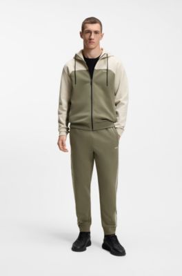 Regular-fit tracksuit in stretch cotton, White / Green