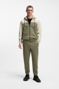 Regular-fit tracksuit in stretch cotton, White / Green