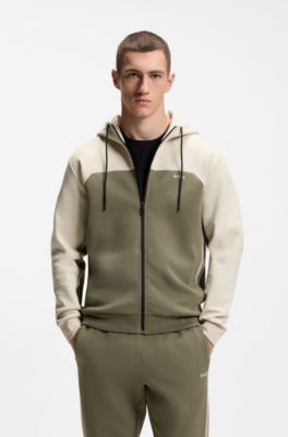 Regular-fit tracksuit in stretch cotton, White / Green