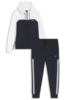 Regular-fit tracksuit in stretch cotton 1