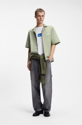 Relaxed-fit shirt in cotton poplin, Light Green