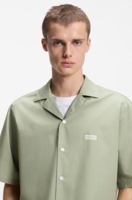 Relaxed-fit shirt in cotton poplin, Light Green