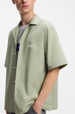 Relaxed-fit shirt in cotton poplin, Light Green