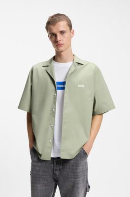 Relaxed-fit shirt in cotton poplin, Light Green