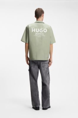Relaxed-fit shirt in cotton poplin, Light Green