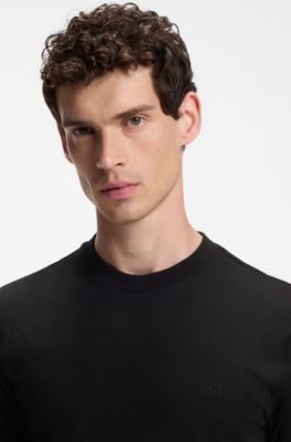 Cotton-jersey T-shirt with logo detail, Black