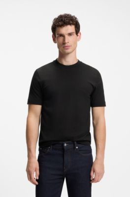 Cotton-jersey T-shirt with logo detail, Black