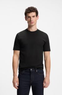 T-Shirt aus Baumwoll-Jersey mit Logo-Detail, Schwarz