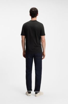 Cotton-jersey T-shirt with logo detail, Black