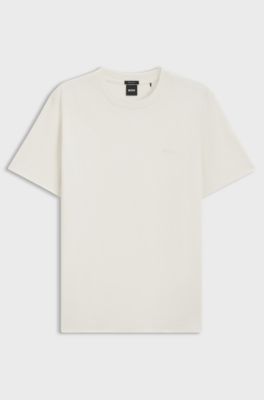 Cotton-jersey T-shirt with logo detail, Natural
