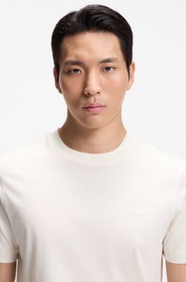 Cotton-jersey T-shirt with logo detail, Natural