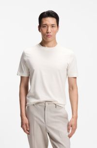 Cotton-jersey T-shirt with logo detail, Natural