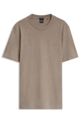 Cotton-jersey T-shirt with logo detail, Light Brown
