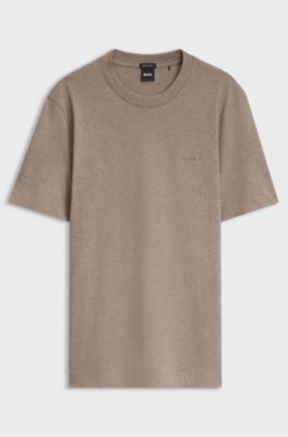 Cotton-jersey T-shirt with logo detail, Light Brown