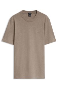 Cotton-jersey T-shirt with logo detail, Light Brown