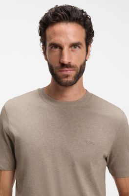 Cotton-jersey T-shirt with logo detail, Light Brown