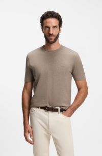 Cotton-jersey T-shirt with logo detail, Light Brown