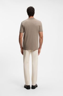 Cotton-jersey T-shirt with logo detail, Light Brown
