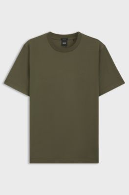 T-shirt in jersey di cotone con dettaglio logo, Verde scuro