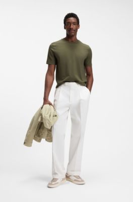 T-shirt in jersey di cotone con dettaglio logo, Verde scuro