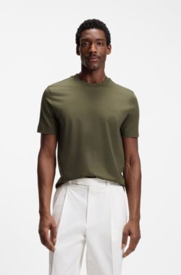 T-shirt in jersey di cotone con dettaglio logo, Verde scuro