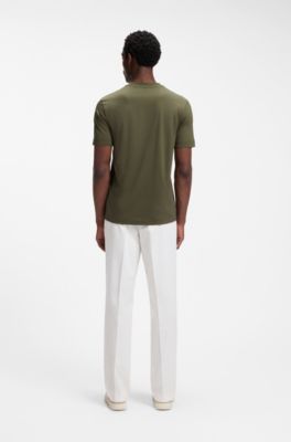 Cotton-jersey T-shirt with logo detail, Dark Green