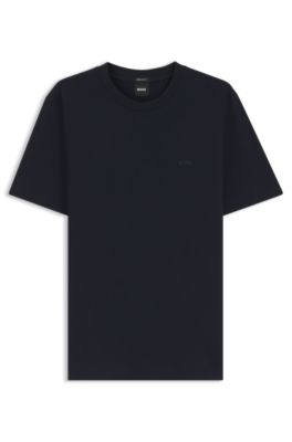 Cotton-jersey T-shirt with logo detail, Dark Blue