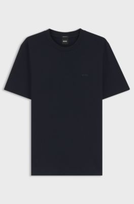 Cotton-jersey T-shirt with logo detail, Dark Blue
