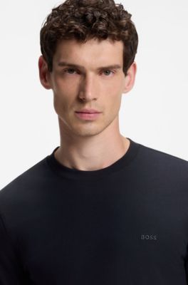 Cotton-jersey T-shirt with logo detail, Dark Blue