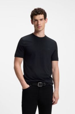 Cotton-jersey T-shirt with logo detail, Dark Blue
